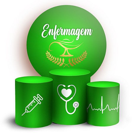 Capas Painel Redondo e Trio Cilindro Sublimado -  Enfermagem
