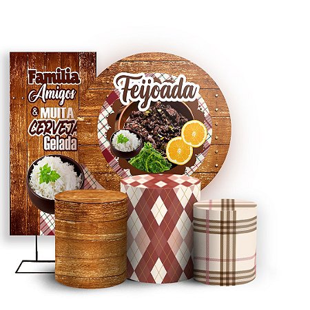 Capas Painel Redondo Trio Cilindro e Faixa Lateral Sublimado - Feijoada