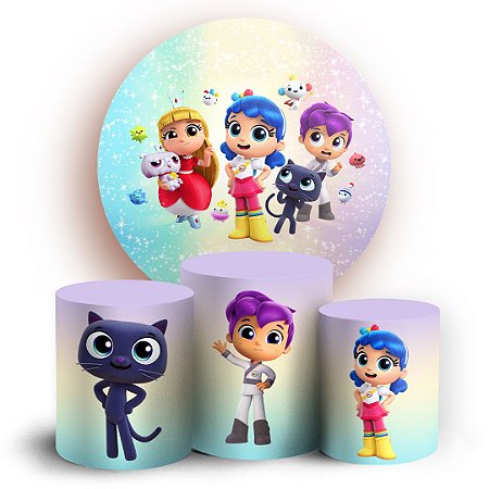 Capas Painel Redondo e Trio Cilindro Sublimado -  Vera e o Reino do Arco Iris