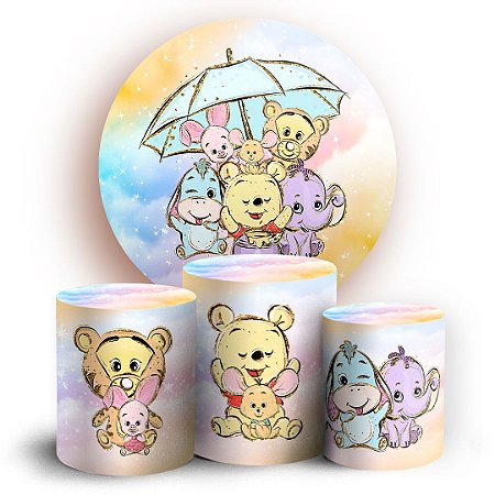 Capas Painel Redondo e Trio Cilindro Sublimado -  Ursinho Pooh