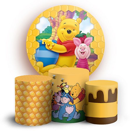 Capas Painel Redondo e Trio Cilindro Sublimado -  Ursinho Pooh