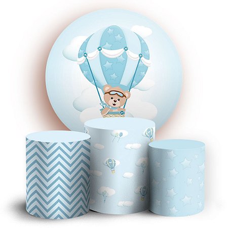 Capas Painel Redondo e Trio Cilindro Sublimado -  Ursinho Baloeiro