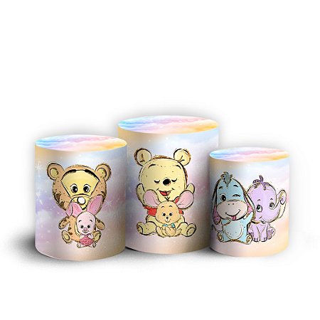 Capas Trio Cilindro Sublimado Vest Facil - Ursinho Pooh