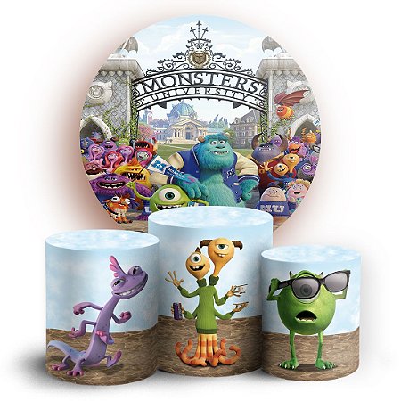 Capas Painel Redondo e Trio Cilindro Sublimado -  Universidade Monstros