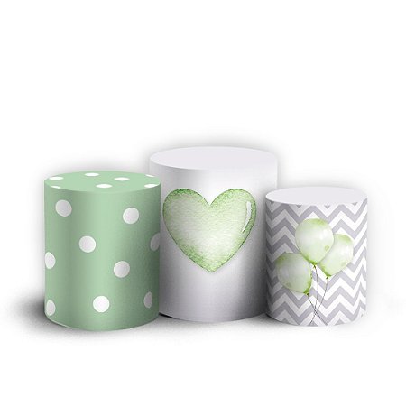 Capas Trio Cilindro Sublimado Vest Facil - Baloes Verde