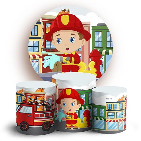 Capas Painel Redondo e Trio Cilindro Sublimado - Bombeiro