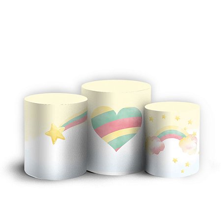 Capas Trio Cilindro Sublimado Vest Facil - Floral Borboleta Arco Iris