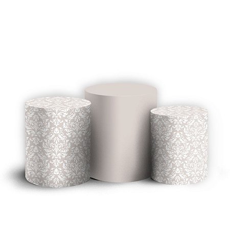 Capas Trio Cilindro Sublimado Vest Facil - Floral Arabesco Cinza