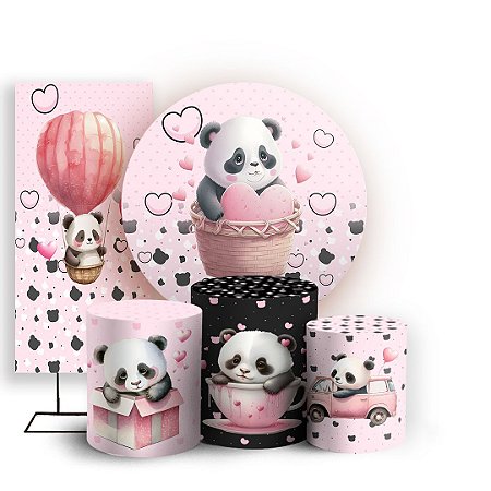 Capas Painel Redondo Trio Cilindro e Faixa Lateral Sublimado - Panda