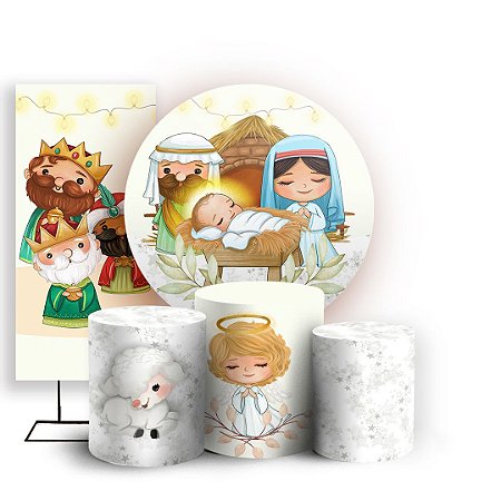 Capas Painel Redondo Trio Cilindro e Faixa Lateral Sublimado - Natal