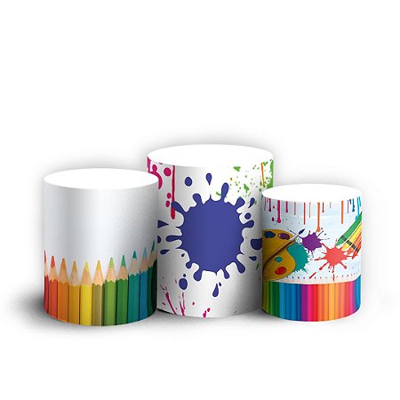 Capas Trio Cilindro Sublimado Vest Facil - ABC Lapis Aquarela