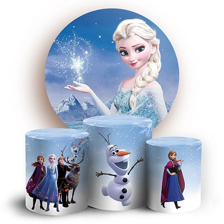 Capas Painel Redondo e Trio Cilindro Sublimado - Frozen