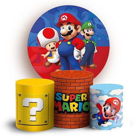 Capas Painel Redondo e Trio Cilindro Sublimado - Super Mario Bros