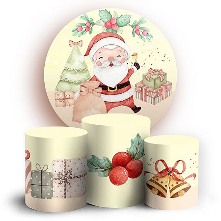 Capas Painel Redondo e Trio Cilindro Sublimado - Natal