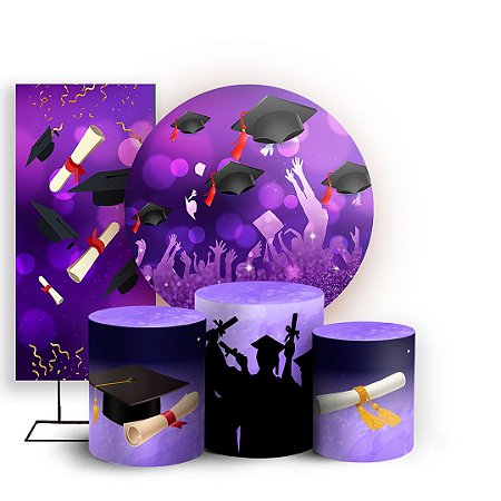 Capas Painel Redondo Trio Cilindro e Faixa Lateral Sublimado - Formatura