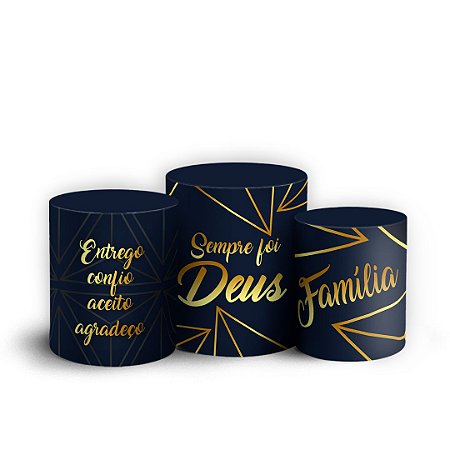 Capas Trio Cilindro Sublimado Vest Facil - Abstrato Azul