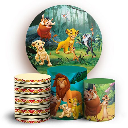 Capas Painel Redondo e Trio Cilindro Sublimado - Rei Leao