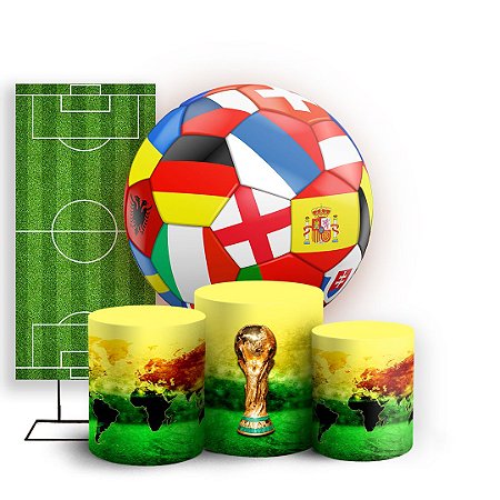 Capas Painel Redondo Trio Cilindro e Faixa Lateral Sublimado - Futebol