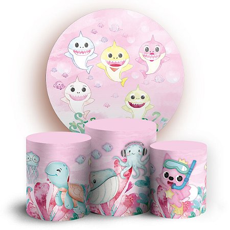 Capas Painel Redondo e Trio Cilindro Sublimado - Baby Shark