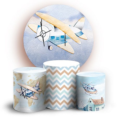 Capas Painel Redondo e Trio Cilindro Sublimado - Aviador