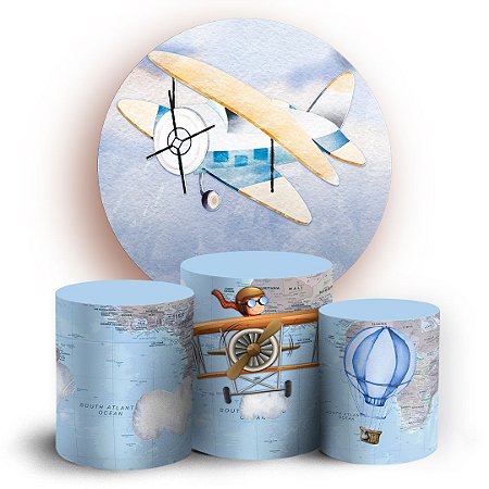 Capas Painel Redondo e Trio Cilindro Sublimado - Aviador