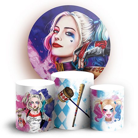 Capas Painel Redondo e Trio Cilindro Sublimado - Arlequina