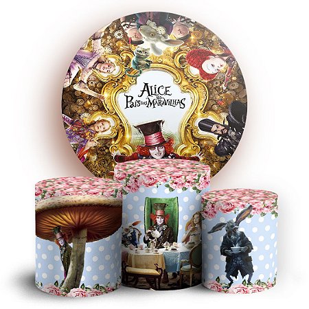 Capas Painel Redondo e Trio Cilindro Sublimado - Alice
