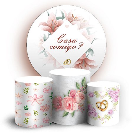 Capas Painel Redondo e Trio Cilindro Sublimado - Casamento Aliancas