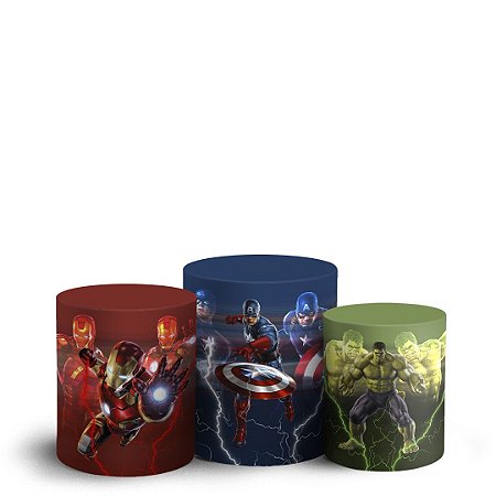 Capas Trio Cilindro Sublimado Vest Facil - Vingadores