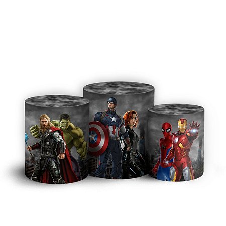 Capas Trio Cilindro Sublimado Vest Facil - Vingadores