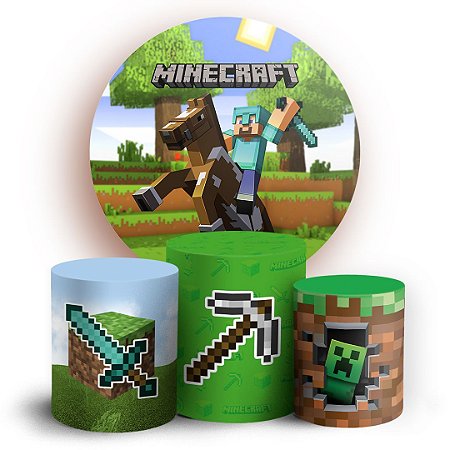 Capas Painel Redondo e Trio Cilindro Sublimado - Minecraft
