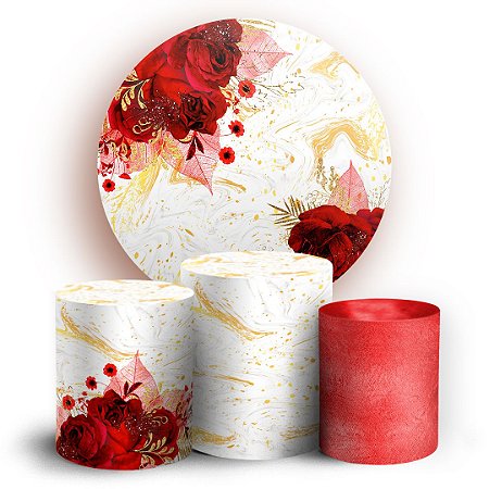 Capas Painel Redondo e Trio Cilindro Sublimado - Floral