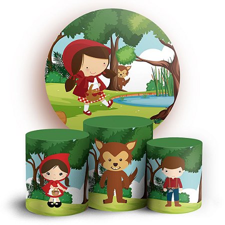 Capas Painel Redondo e Trio Cilindro Sublimado - Chapeuzinho Vermelho