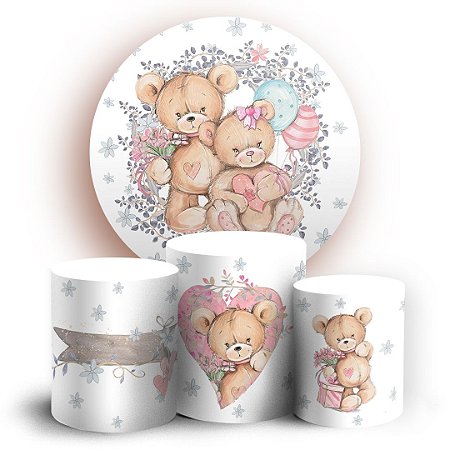 Capas Painel Redondo e Trio Cilindro Sublimado - Ursinhos