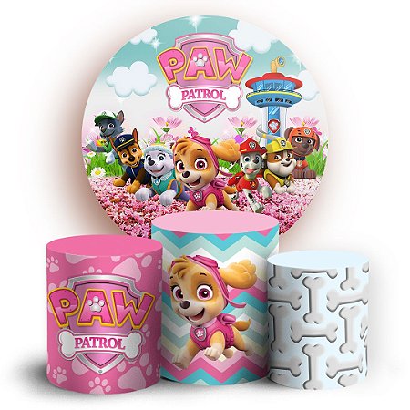 Capas Painel Redondo e Trio Cilindro Sublimado - Patrulha Canina