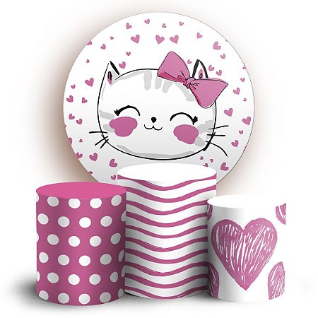 Capas Painel Redondo e Trio Cilindro Sublimado - Gata