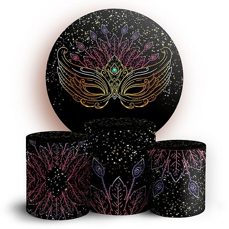 Capas Painel Redondo e Trio Cilindro Sublimado - Carnaval