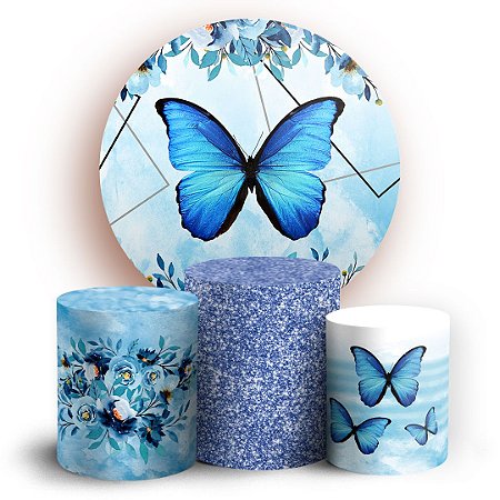 Capas Painel Redondo e Trio Cilindro Sublimado - Borboleta
