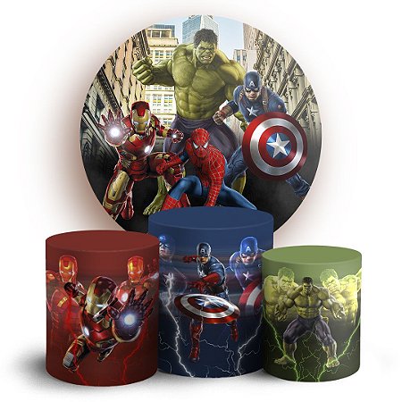 Capas Painel Redondo e Trio Cilindro Sublimado - Vingadores