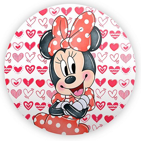 Capa Painel Redondo Sublimado - Minnie Vermelha