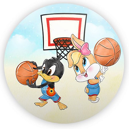 Capa Painel Redondo Sublimado - Looney Tunes Basquete