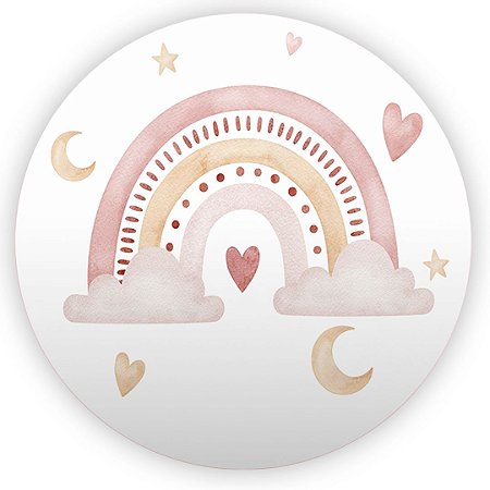 Capa Painel Redondo Sublimado - Arco Iris Bohos