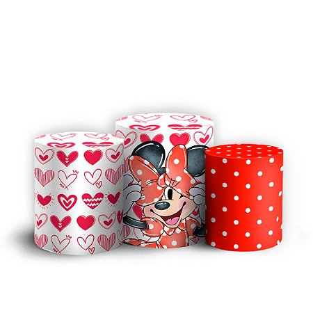 Capas Trio Cilindro Sublimado Vest Facil - Minnie Vermelha