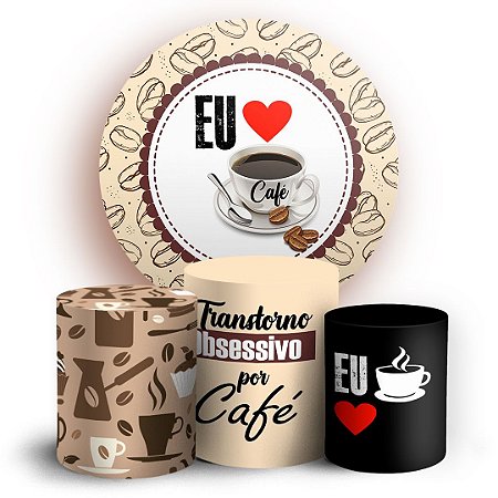 Capas Painel Redondo e Trio Cilindro Sublimado - Cafe