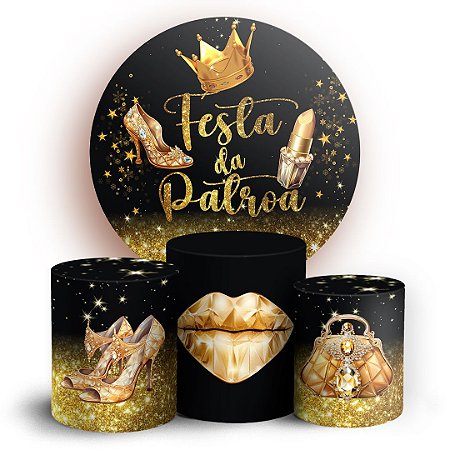 Capas Painel Redondo e Trio Cilindro Sublimado - Festa das Patroas