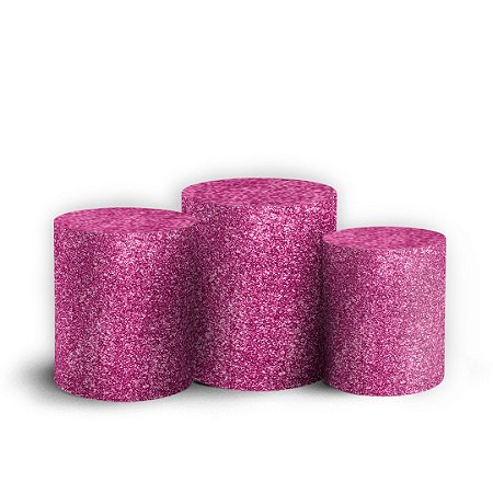 Capas Trio Cilindro Sublimado Vest Facil - Glitter Rosa