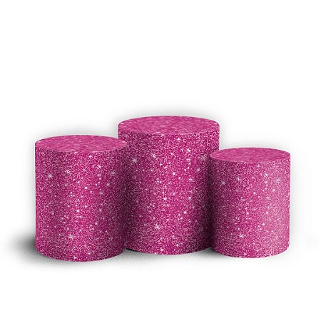 Capas Trio Cilindro Sublimado Vest Facil - Glitter Rosa