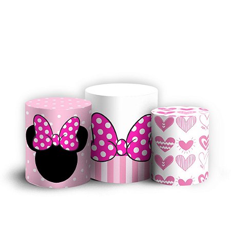 Capas Trio Cilindro Sublimado Vest Facil - Minnie Rosa