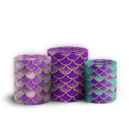 Capas Trio Cilindro Sublimado Vest Facil - Ariel Escama Sereia