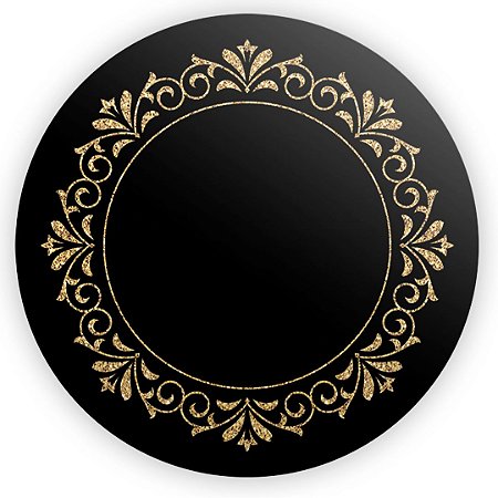 Capa Painel Redondo Sublimado - Arabesco Preto